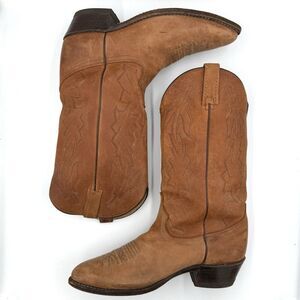 Dan Post Men’s 9 EW P2551 Brown Leather Cowboy Boots Western Made in USA